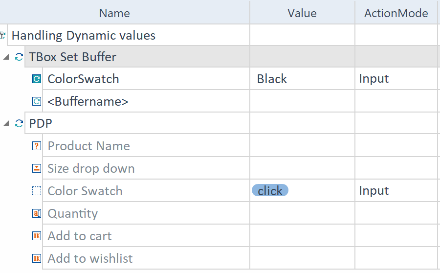 While using this module in the test script, set the required color swatch name in the previous step