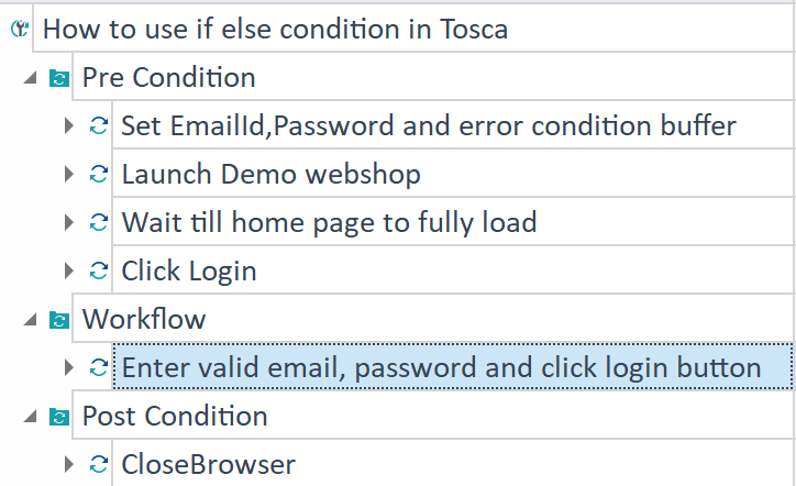 Tosca Test Case Structure